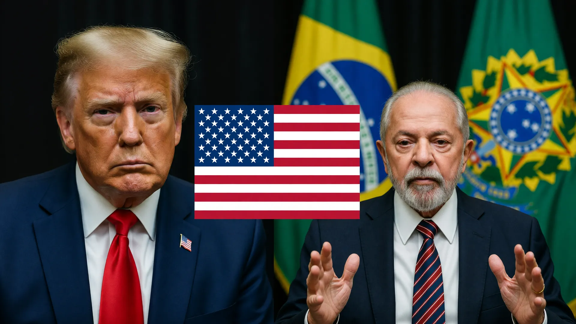 Retrato diplomático de Trump e Lula em acordo sobre minerais críticos Brasil-EUA