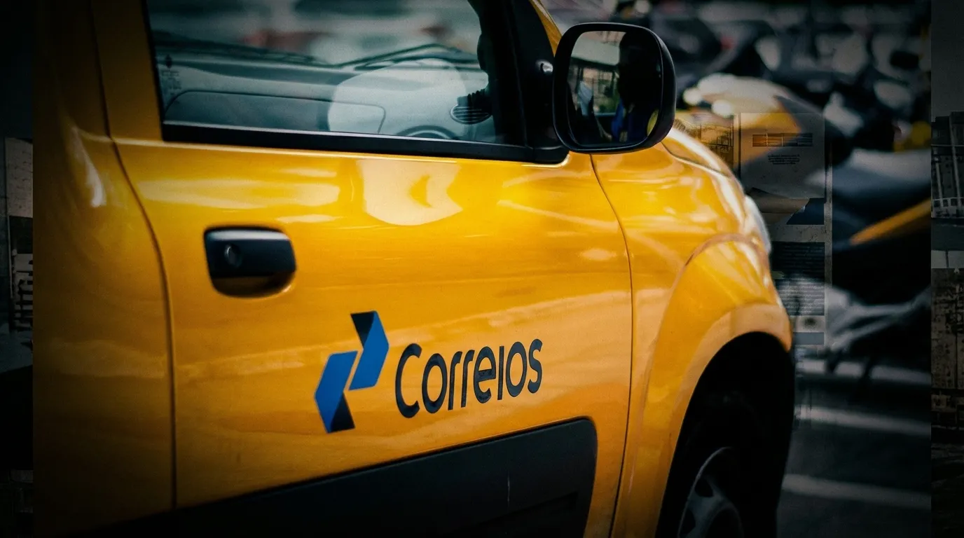 Veículo de entrega Correios amarelo em operação, representando aporte de capital nos Correios