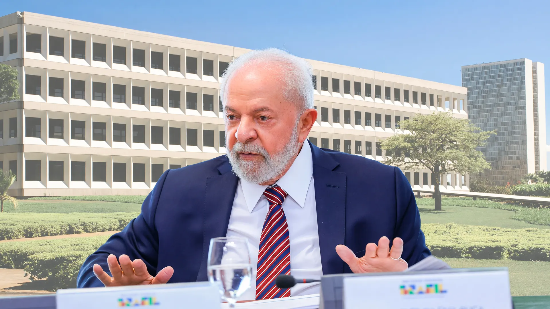 Presidente Lula com a fachada do TCU, representando o calendário de pagamento Pé-de-Meia 2026