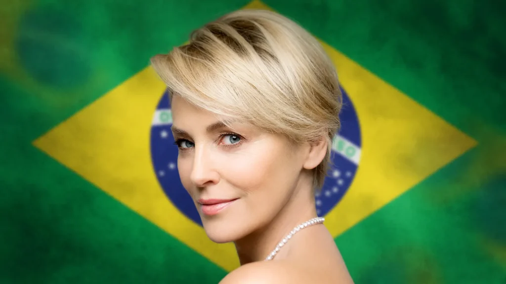 Retrato de mulher adulta com símbolo do Brasil, ilustrando consumo de drogas ilícitas no Brasil