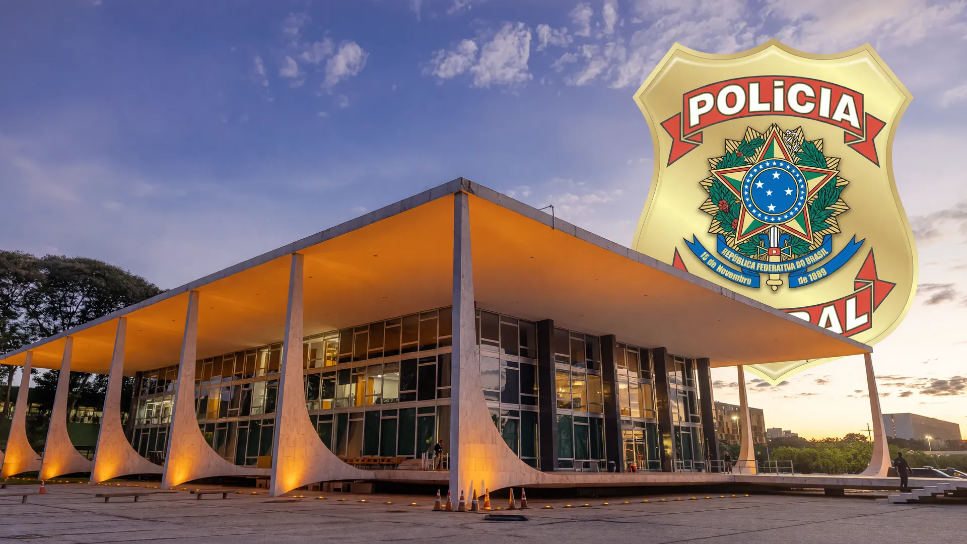 Fachadas do STF e da Polícia Federal lado a lado representando cooperação entre órgãos na CPMI do INSS