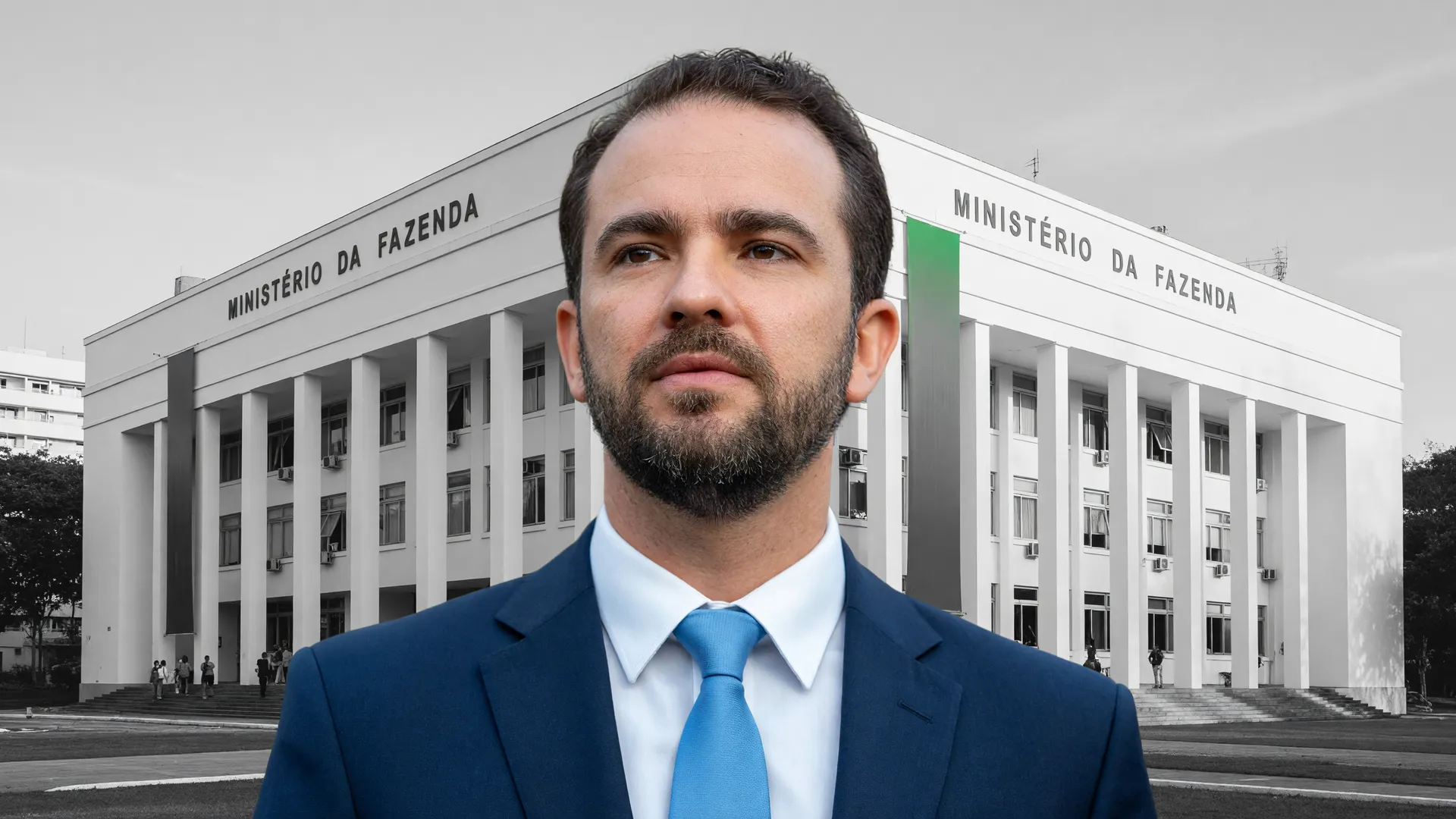 Dario Durigan ministro Fazenda em retrato institucional com fundo do prédio do ministério, representando a confirmação