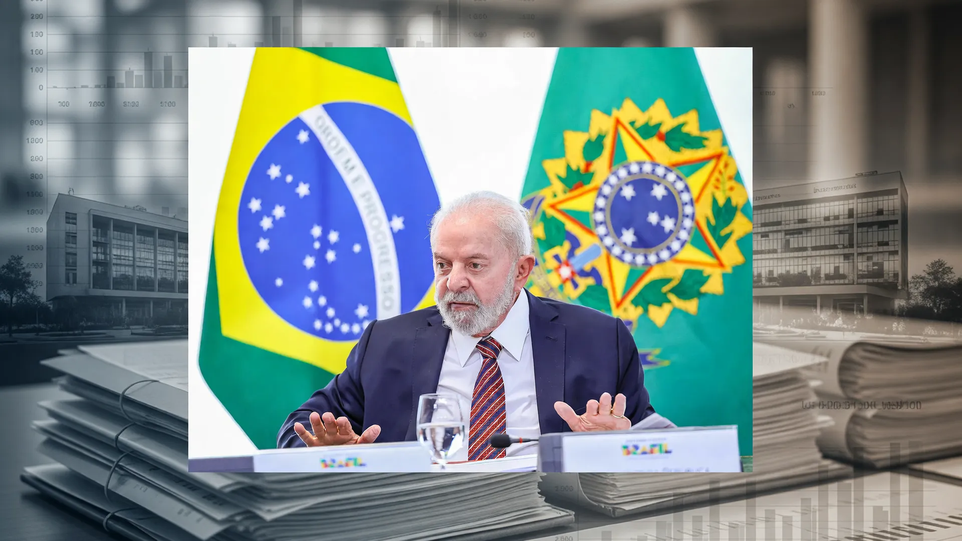 Retrato oficial do presidente contextualizando déficit primário governo fevereiro 2026 e gestão de contas públicas