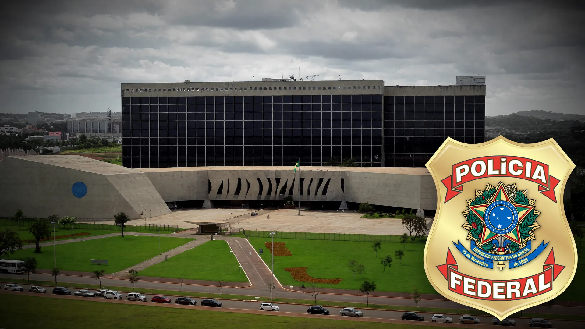 Edifício do STJ e brasão da Polícia Federal: investigação de ex-servidor STJ venda de sentenças