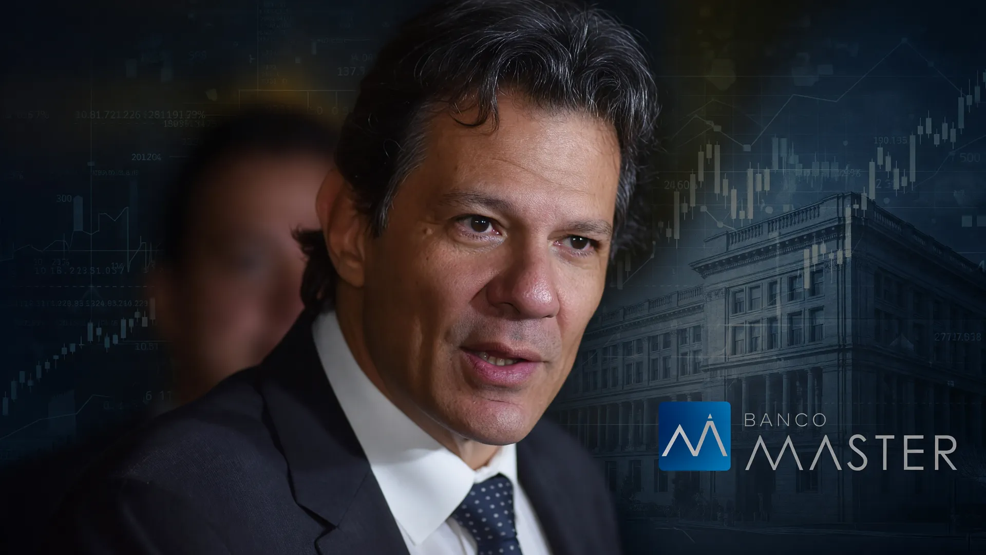 Retrato de Fernando Haddad, ministro da Fazenda, durante anúncio sobre o fim do socorro da União a bancos