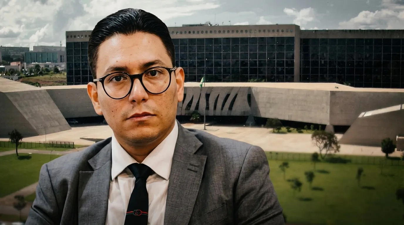 Retrato do lobista Celso Eder e fachada do STJ em Brasília marcando decisão de prisão domiciliar na Fazenda SP