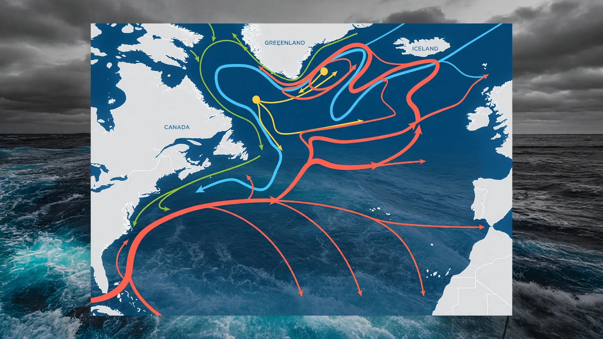 Visualização científica da AMOC e desaceleração da corrente oceânica no clima