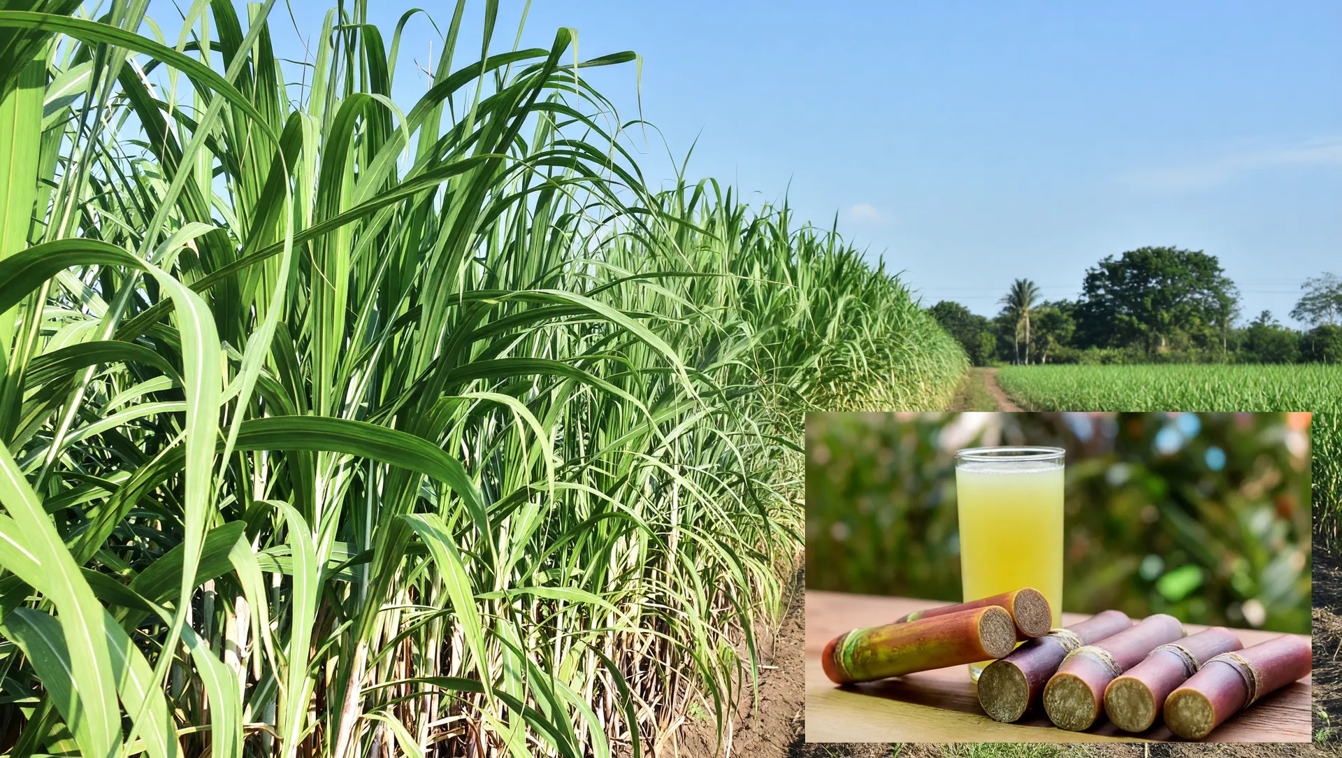 Cana-de-açúcar em fileiras verdes no Brasil reflete o aumento mistura etanol gasolina na matriz energética nacional