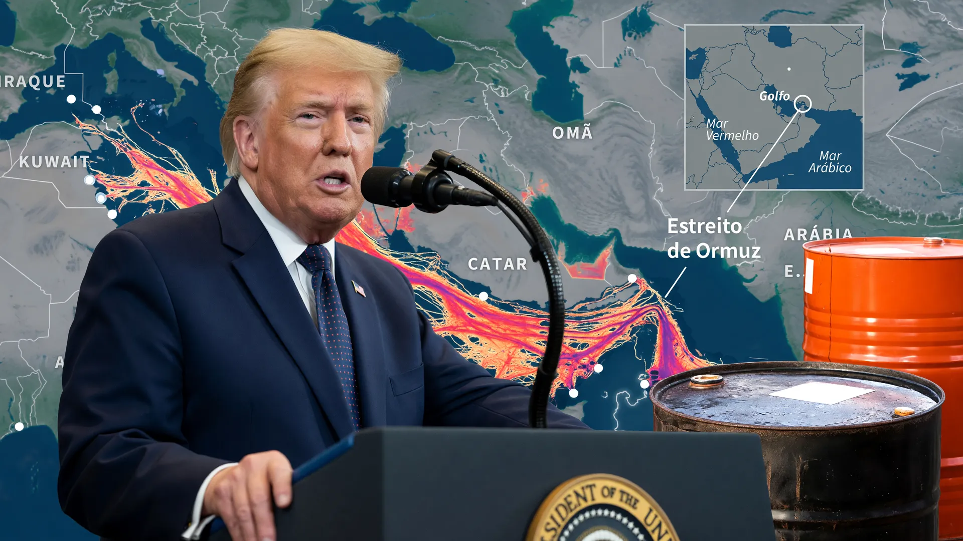 Trump anuncia bloqueio Estreito de Ormuz petróleo com impacto nas rotas comerciais