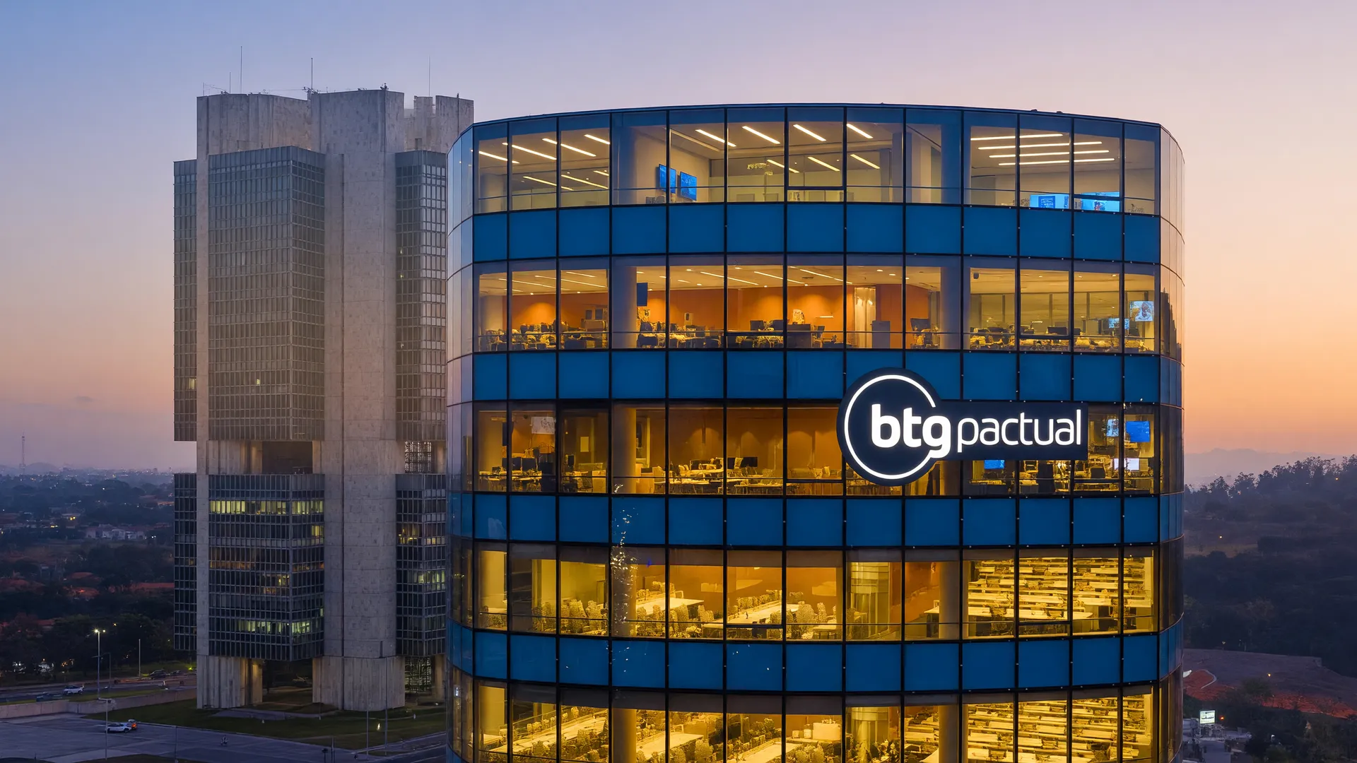 Sede BTG Pactual e logo Banco Central, simbolizando aprovação regulatória da BTG Pactual compra banco Digimais