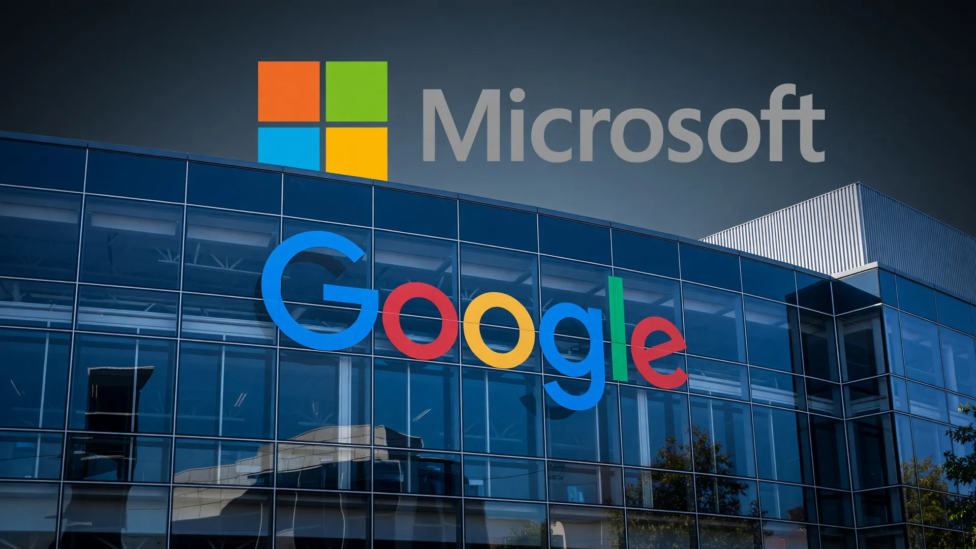 Logos de gigantes de tech em debate sobre consumo de água data centers IA