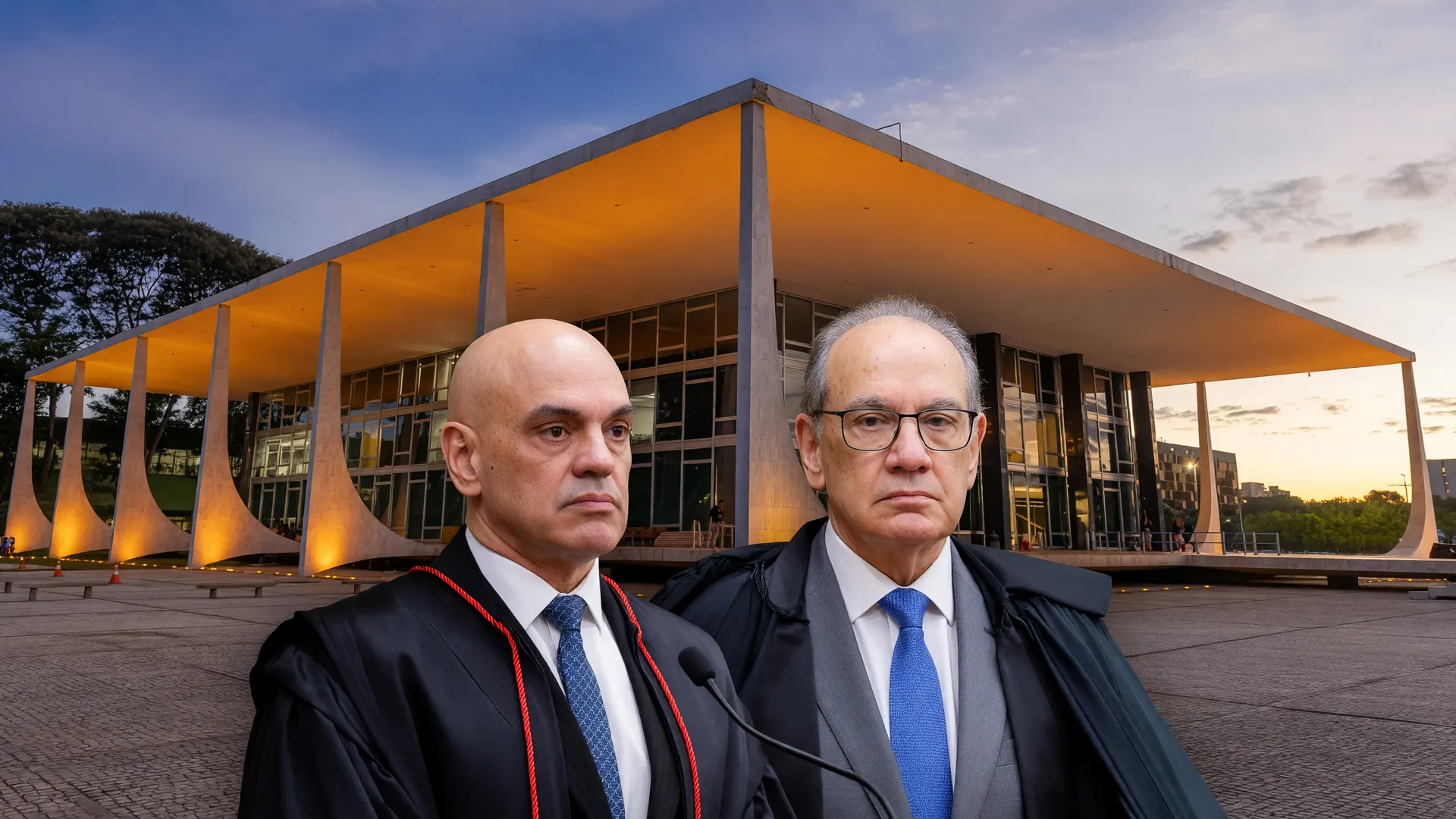 Fachada do STF ao entardecer e ministros representando como CPI rejeita indiciamento de ministros STF