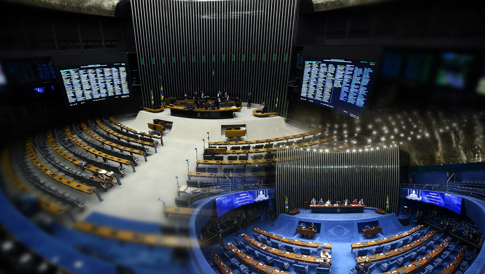 Plenários da Câmara e Senado em composição editorial sobre crimes de pedofilia hediondos sem fiança