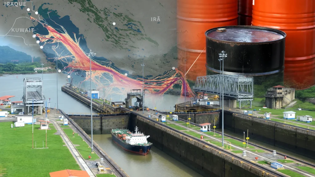 Navio no Canal do Panamá: custo de travessia cresce com bloqueio do Estreito de Ormuz