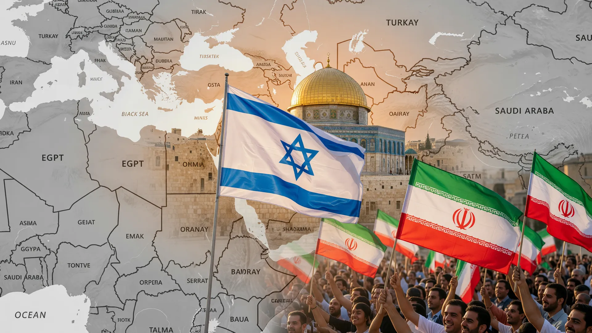 Mapa do Oriente Médio com Israel e Irã destacados, simbolizando o cessar-fogo que leva o dólar abaixo de R$ 5