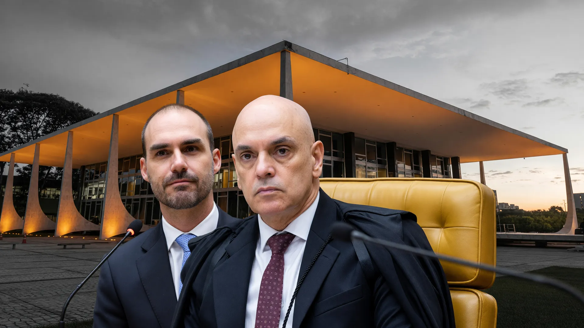 Julgamento STF: Eduardo Bolsonaro condenado por difamação após voto de Alexandre de Moraes.