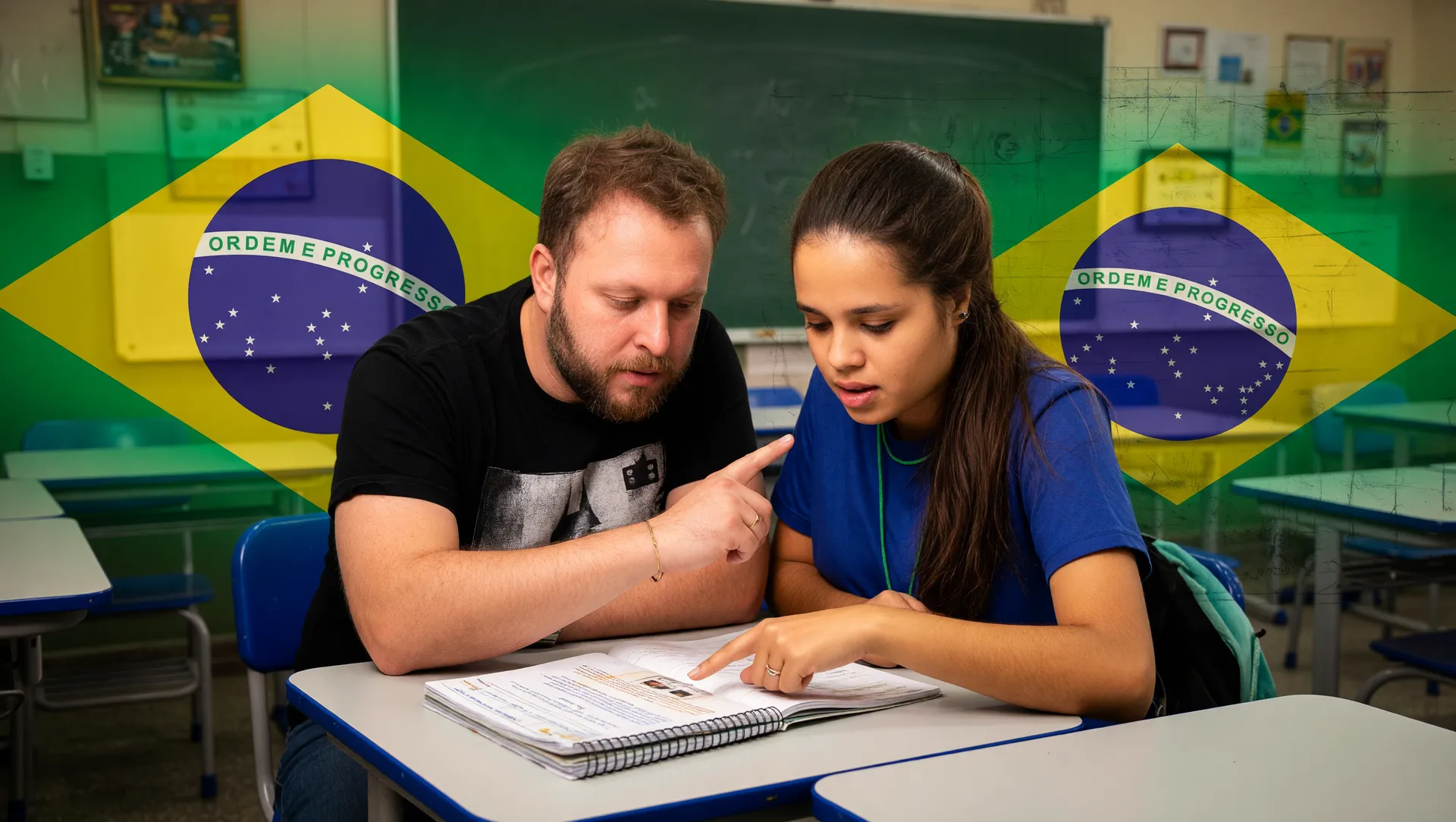 Sala de aula com professor especializado atendendo aluno: educação inclusiva com falta de professores especializados no Brasil