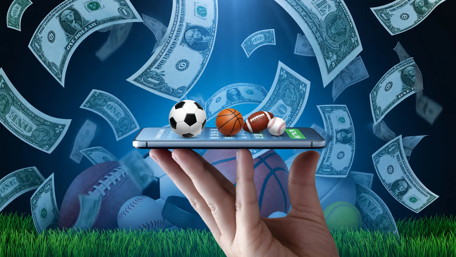 Apostas esportivas em smartphone rodeadas de dinheiro representam endividamento recorde entre famílias brasileiras