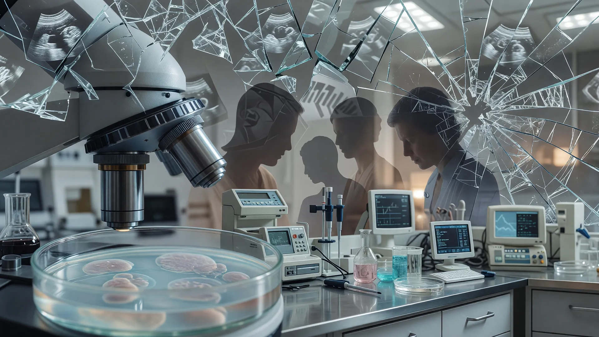 Composição editorial sobre erro em clínica de fertilização in vitro: desilução e confiança quebrada em medicina