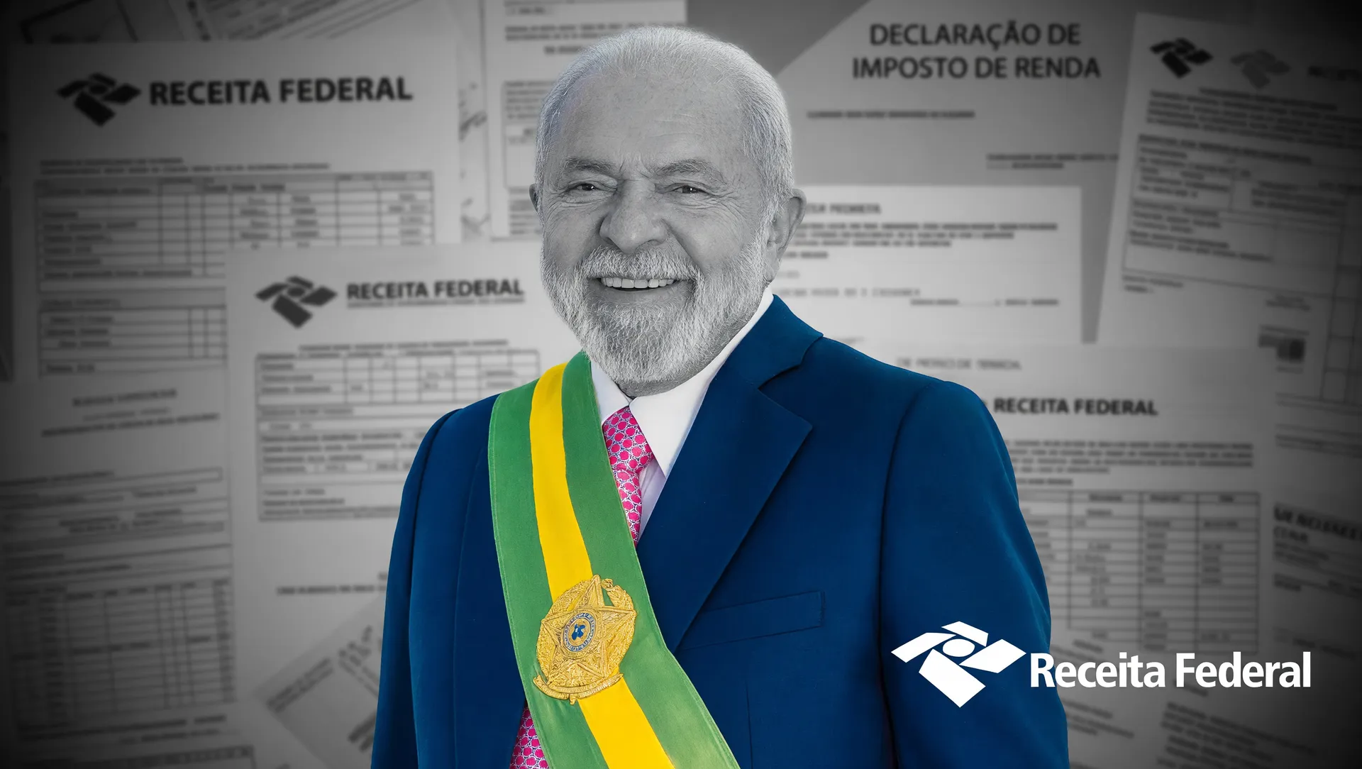 Lula com símbolo da Receita Federal: pressão sobre fabricantes de cigarro devedor contumaz