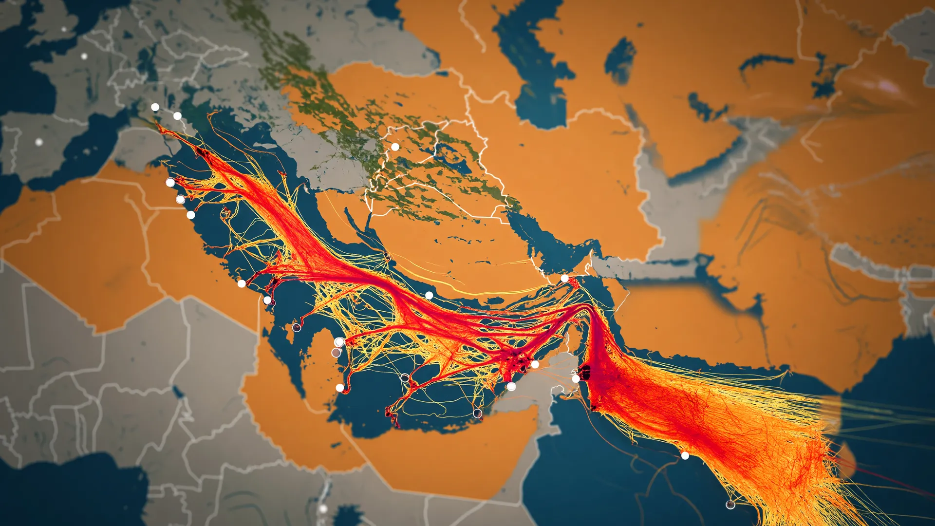 Mapa do Oriente Médio mostrando o Estreito de Ormuz e impacto econômico da guerra nas rotas marítimas globais.