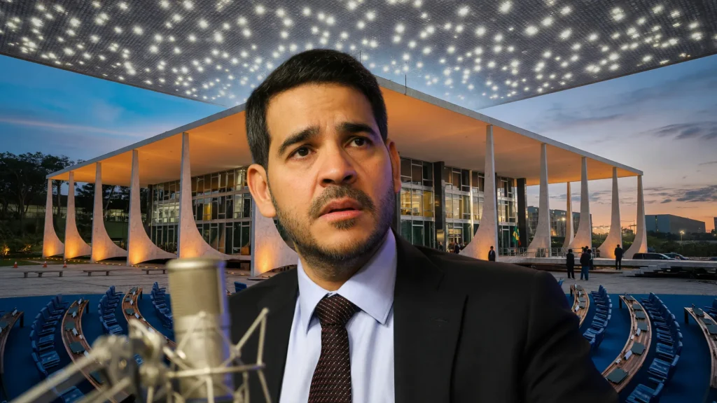 Indicação Messias STF Senado: retrato do candidato, fachada do STF e câmara do Senado para confirmação judicial