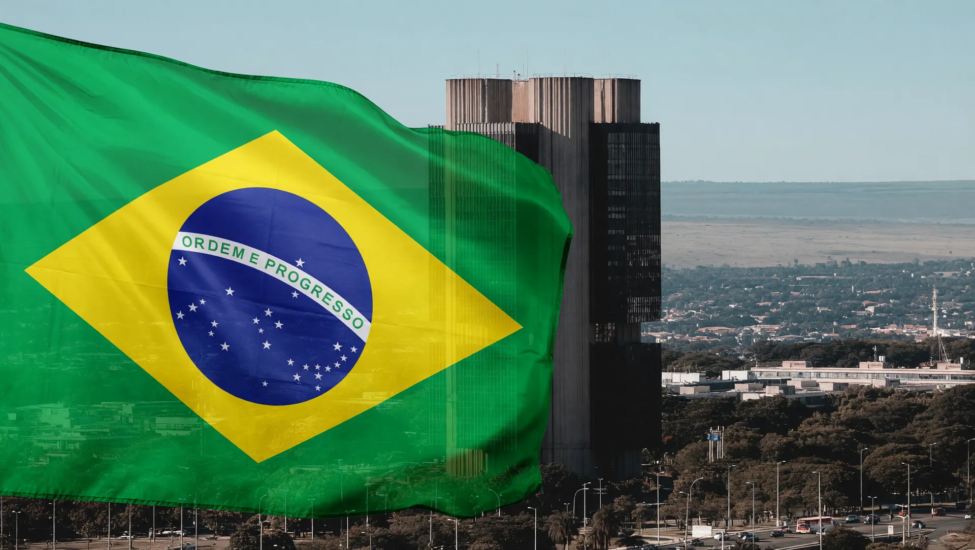 Bandeira do Brasil e Banco Central, símbolo do país em ranking de juros reais mundial