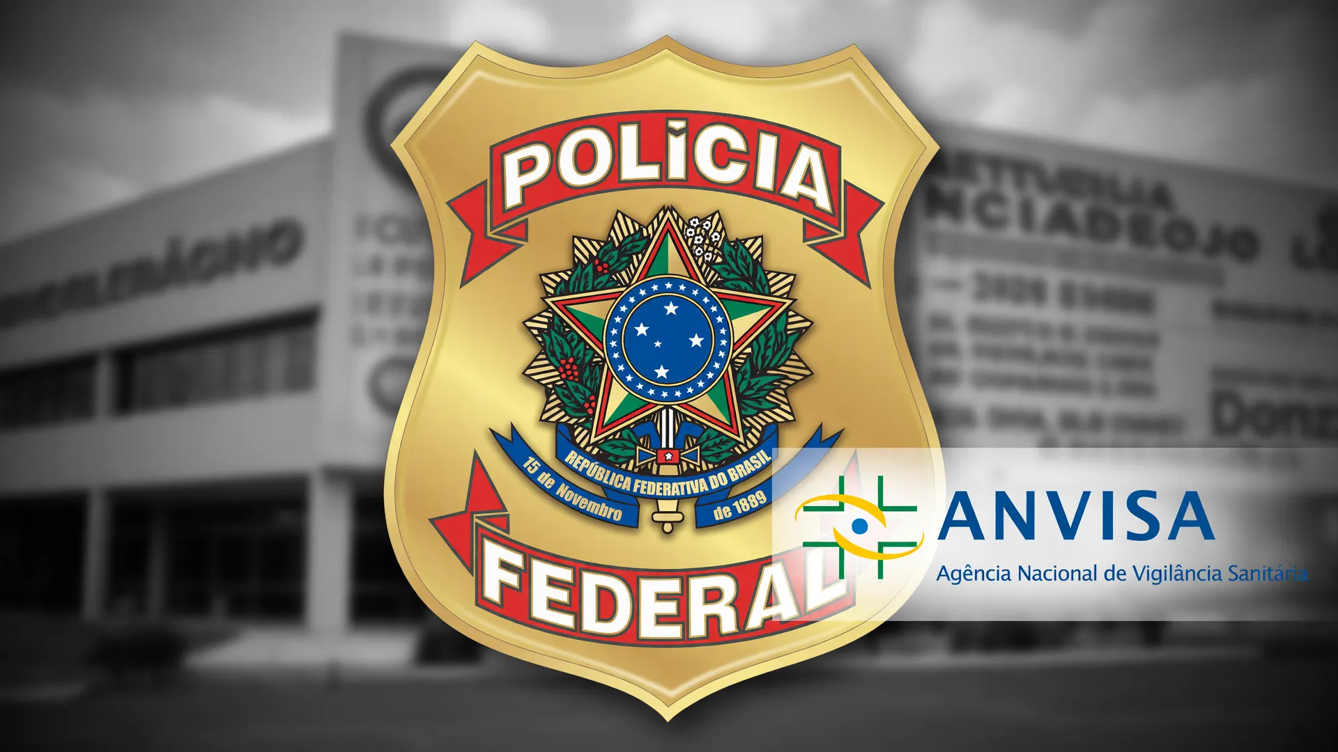 Operação PF canetas emagrecedoras falsificadas: símbolos de Polícia Federal e Anvisa em ação contra crime organizado