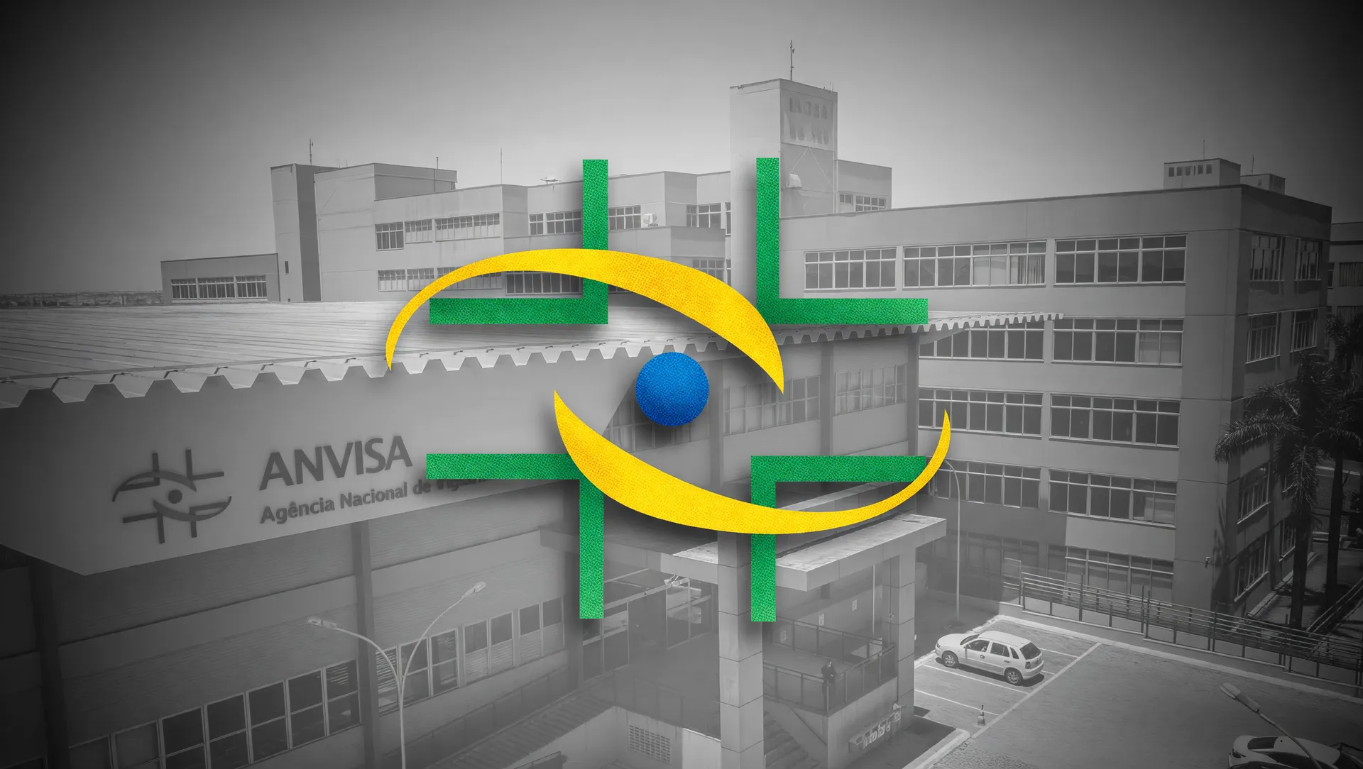 Emblema Anvisa em verde e azul representando ação contra protetores solares repelentes proibidos