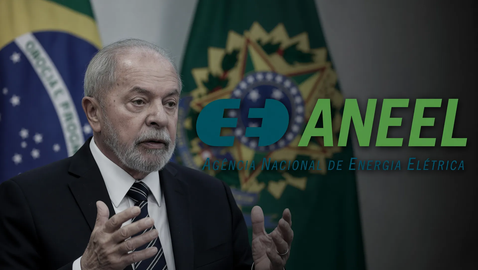 Presidente Lula e marca da Aneel em composição editorial sobre reajuste tarifário conta de luz