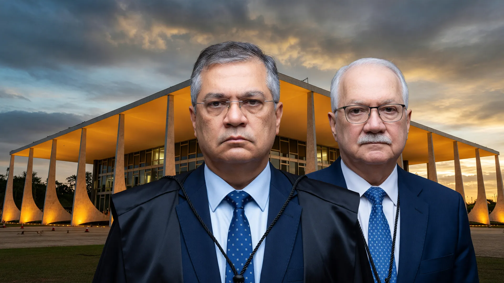 Ministros Flávio Dino e Edson Fachin com reforma do Judiciário no STF