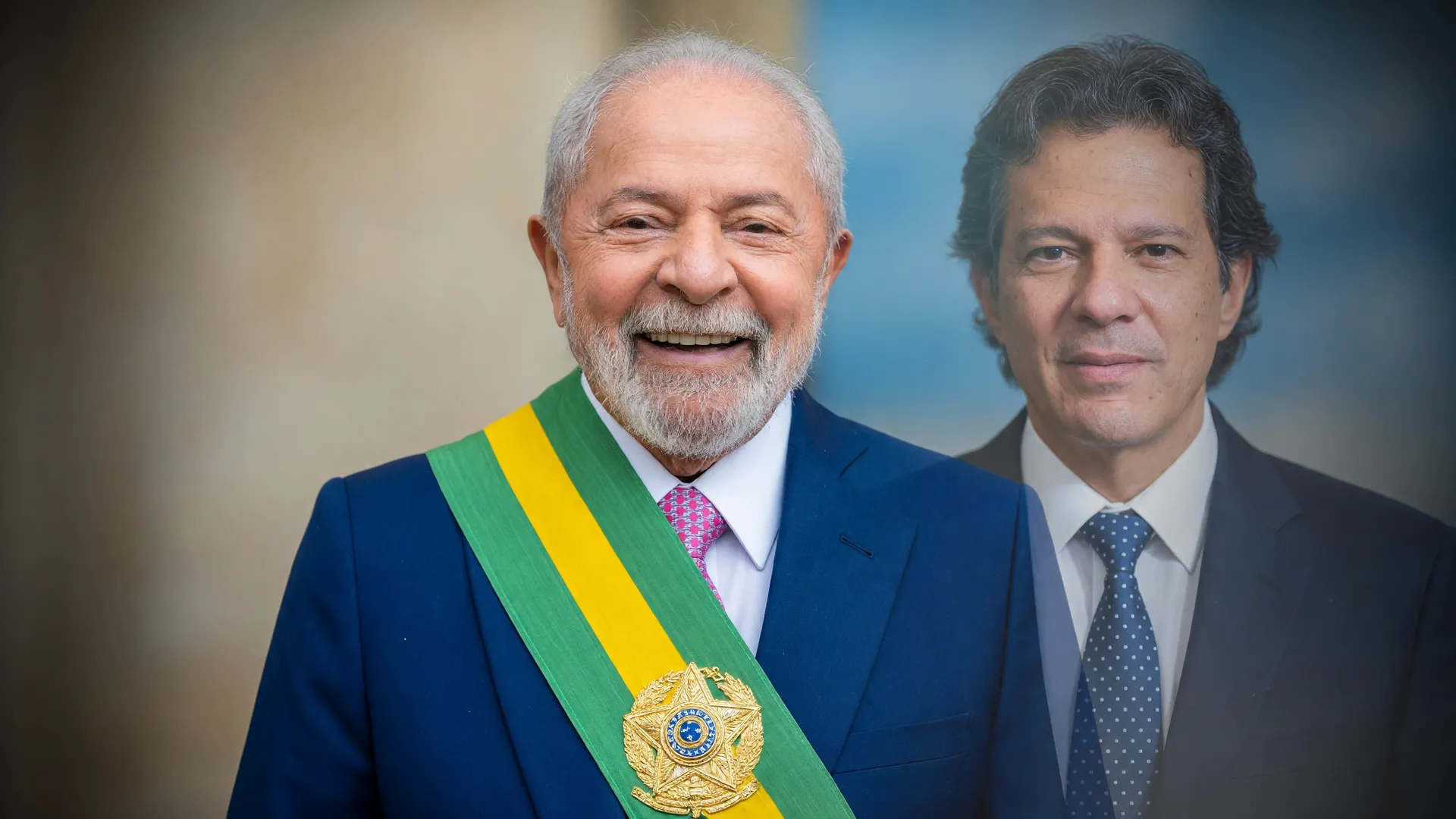 Retrato da reforma ministerial Lula: presidente em faixa com Haddad, governo reestruturado para eleições 2026