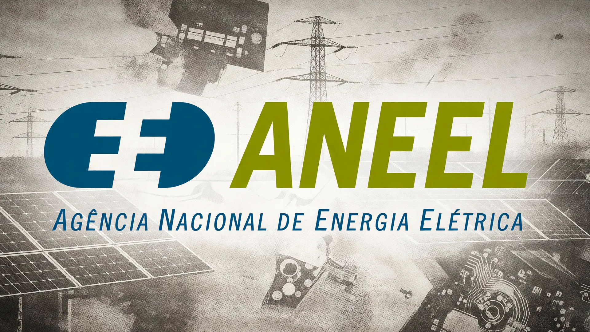 Logo institucional da Aneel sobre elementos visuais, representando as regras Aneel geração solar distribuída e supervisão