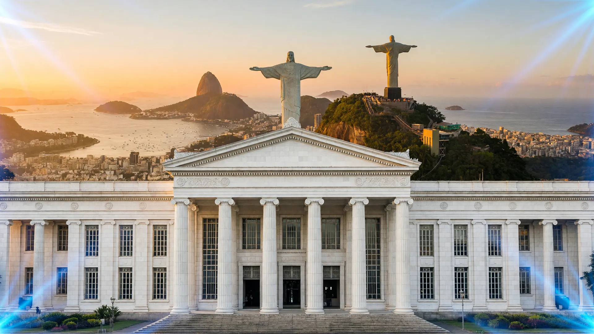 TCU aprova renovação concessão Light Rio de Janeiro com Cristo Redentor ao fundo e efeitos de luz