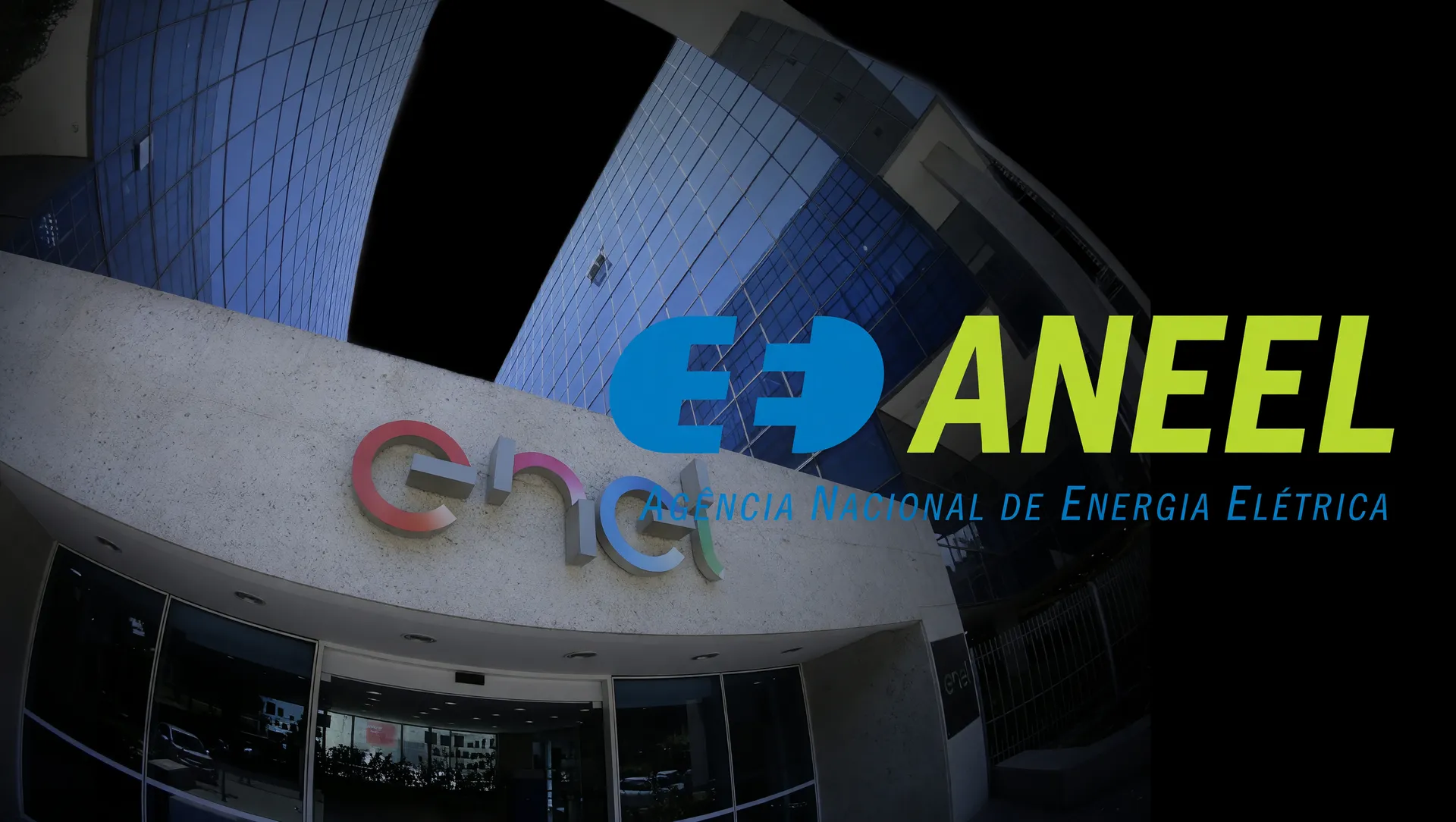 Sede da Enel São Paulo e símbolo da Aneel ilustram risco Enel perder concessão São Paulo