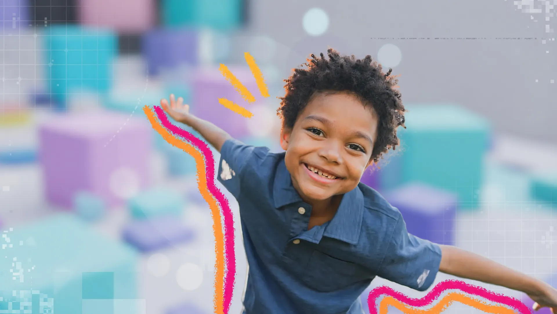 Criança sorridente representando Roblox versões separadas por faixa etária para proteção infantil online.