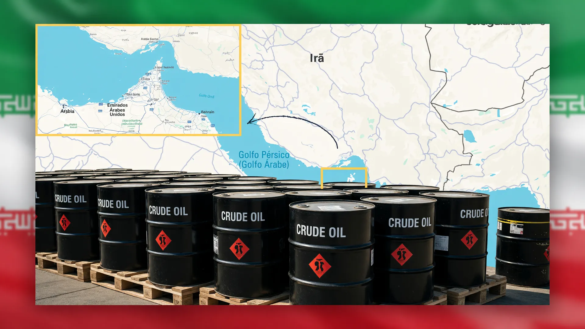 Shell reduz produção de gás: Mapa do Estreito de Ormuz com barris de petróleo pela guerra no Irã