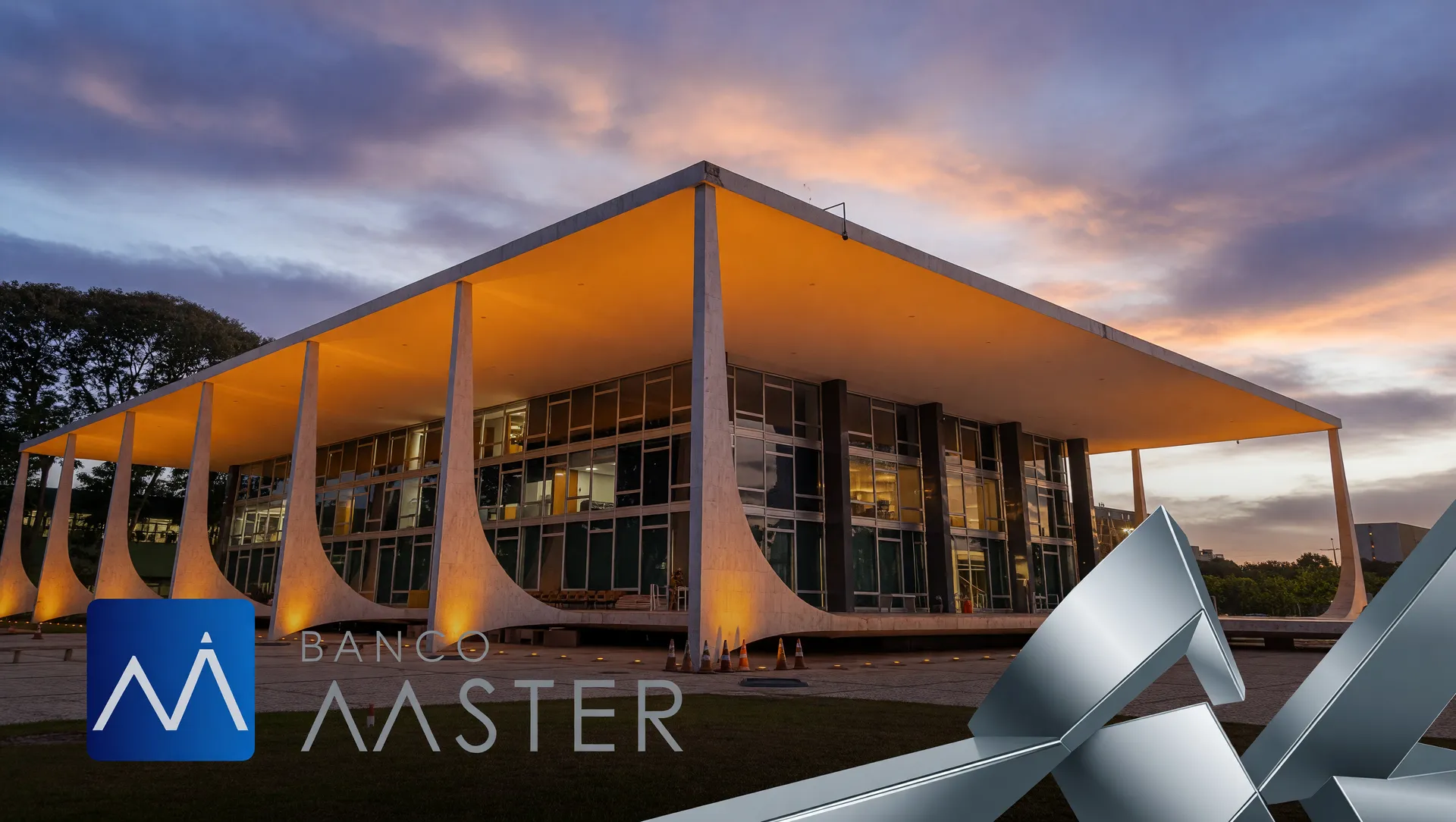 STF mantém prisões caso Banco Master: fachada do Supremo Tribunal Federal ao entardecer com céu dramaticamente nublado