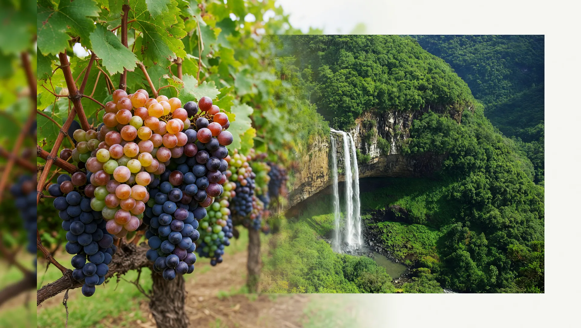 Recuperação da viticultura gaúcha pós-enchentes 2024: videiras com uvas maduras em Serra Gaúcha