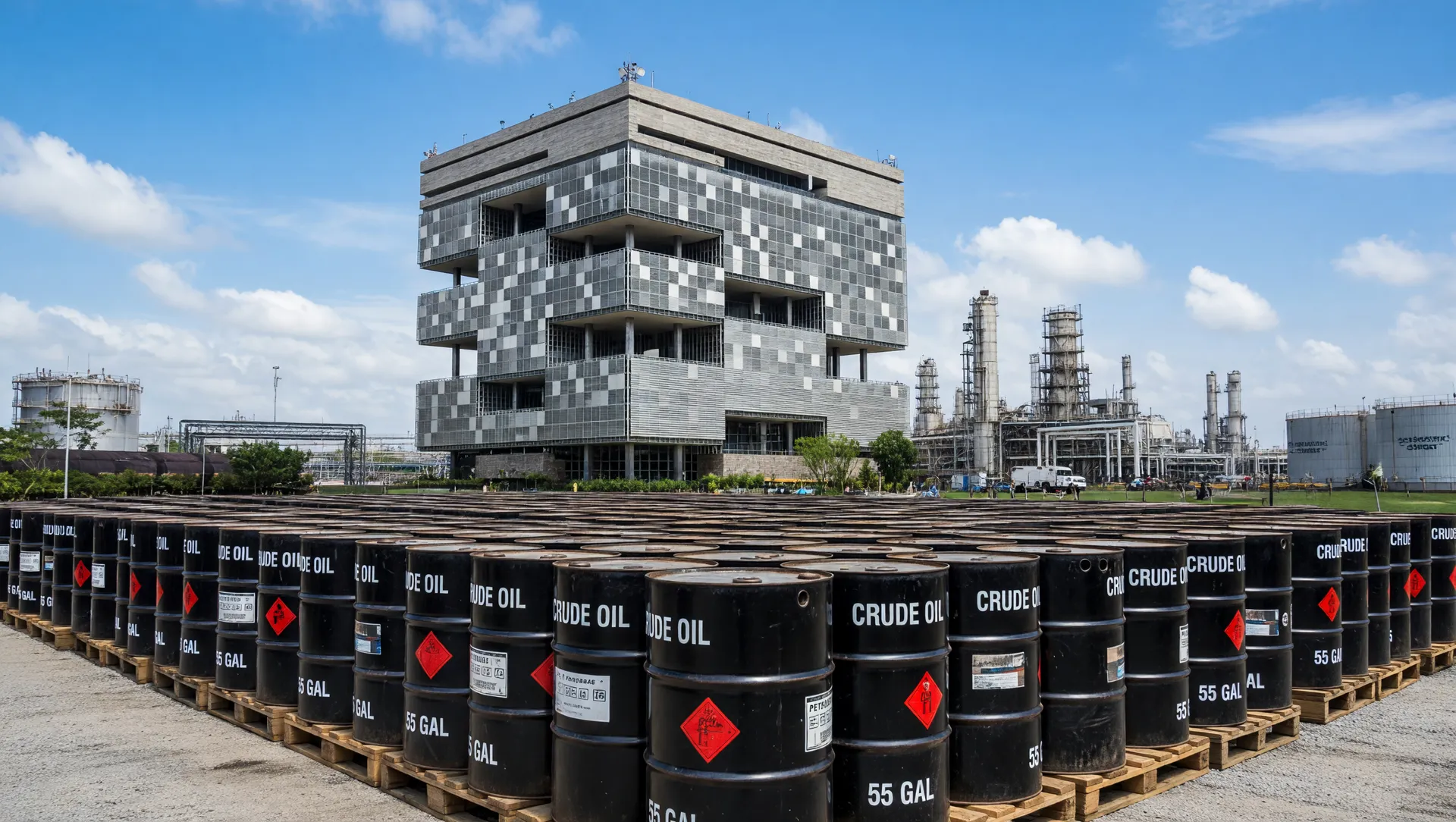 Petrobras e barris de petróleo ilustrando autossuficiência Petrobras diesel gasolina até 2031