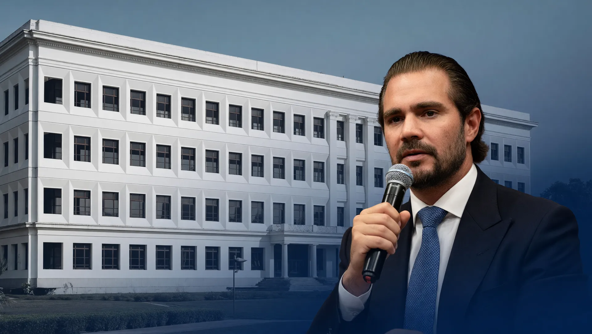 Fachada do TCU e Daniel Vorcaro em discurso sobre o caso do avião de Vorcaro usado por Nikolas na Justiça Eleitoral.