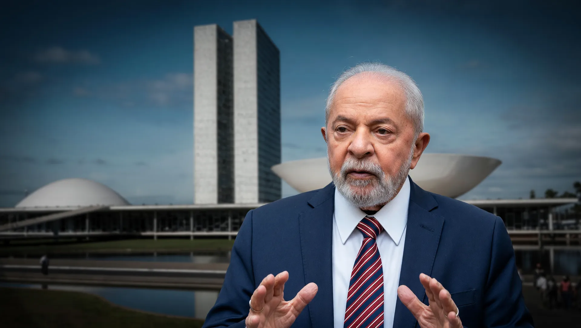 Lula em retrato oficial com Congresso Nacional ao fundo, ilustrando o bloqueio orçamentário 2026 dos ministérios