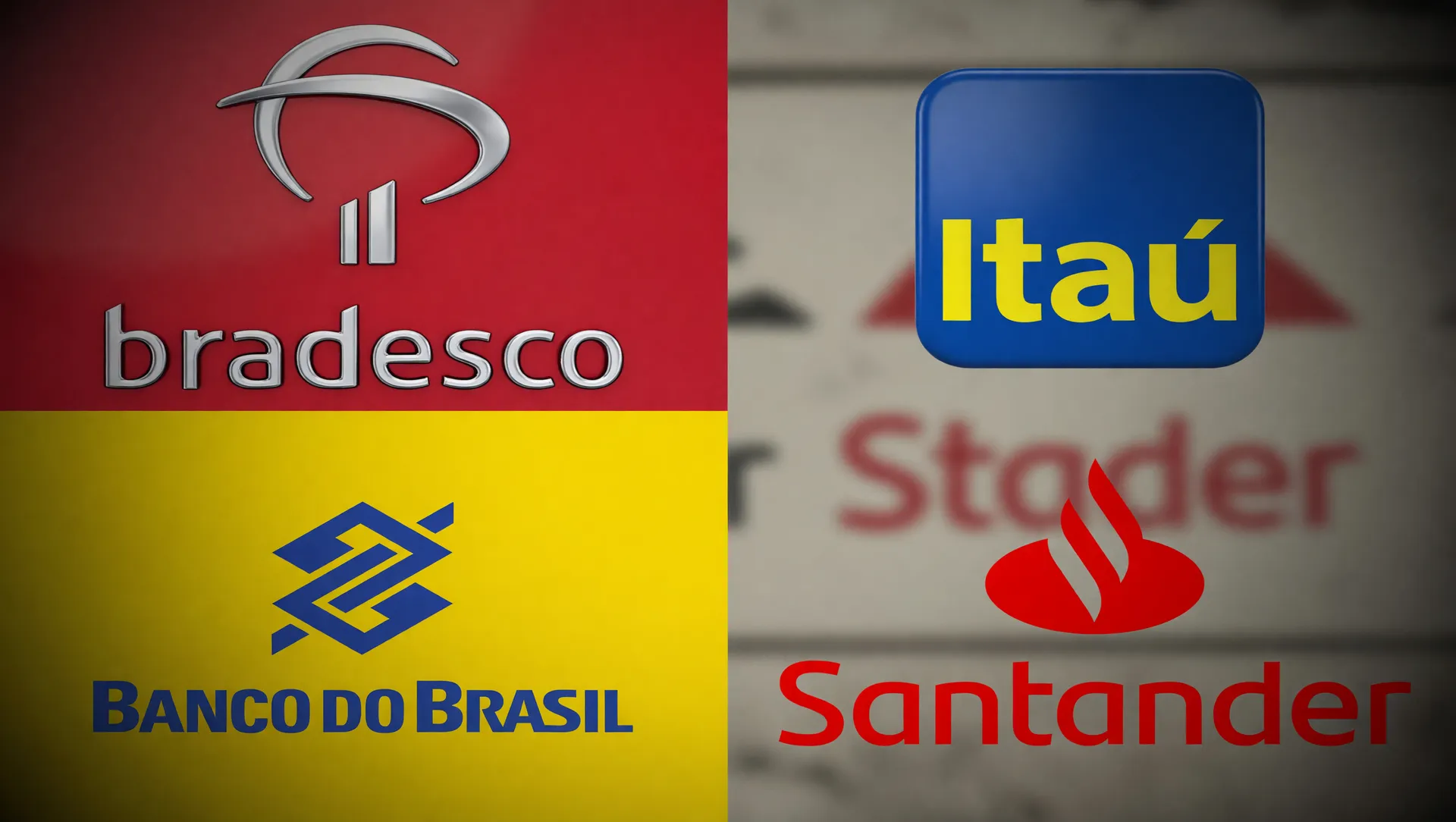 Logos de bancos brasileiros em composição editorial que reflete o desafio de como sair do endividamento crônico