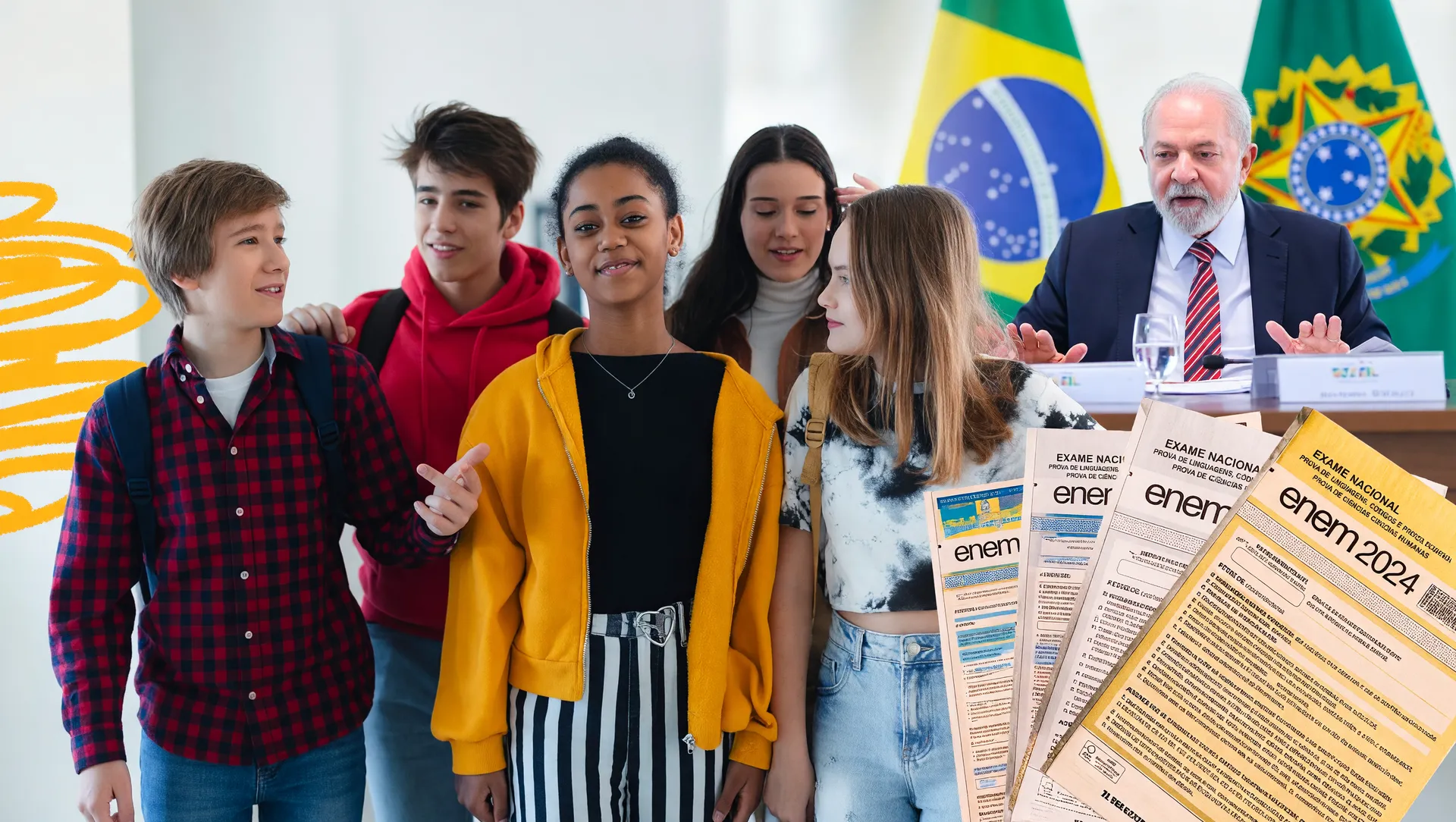 Como se inscrever no Encceja 2026: adolescentes com materiais de prova do exame gratuito