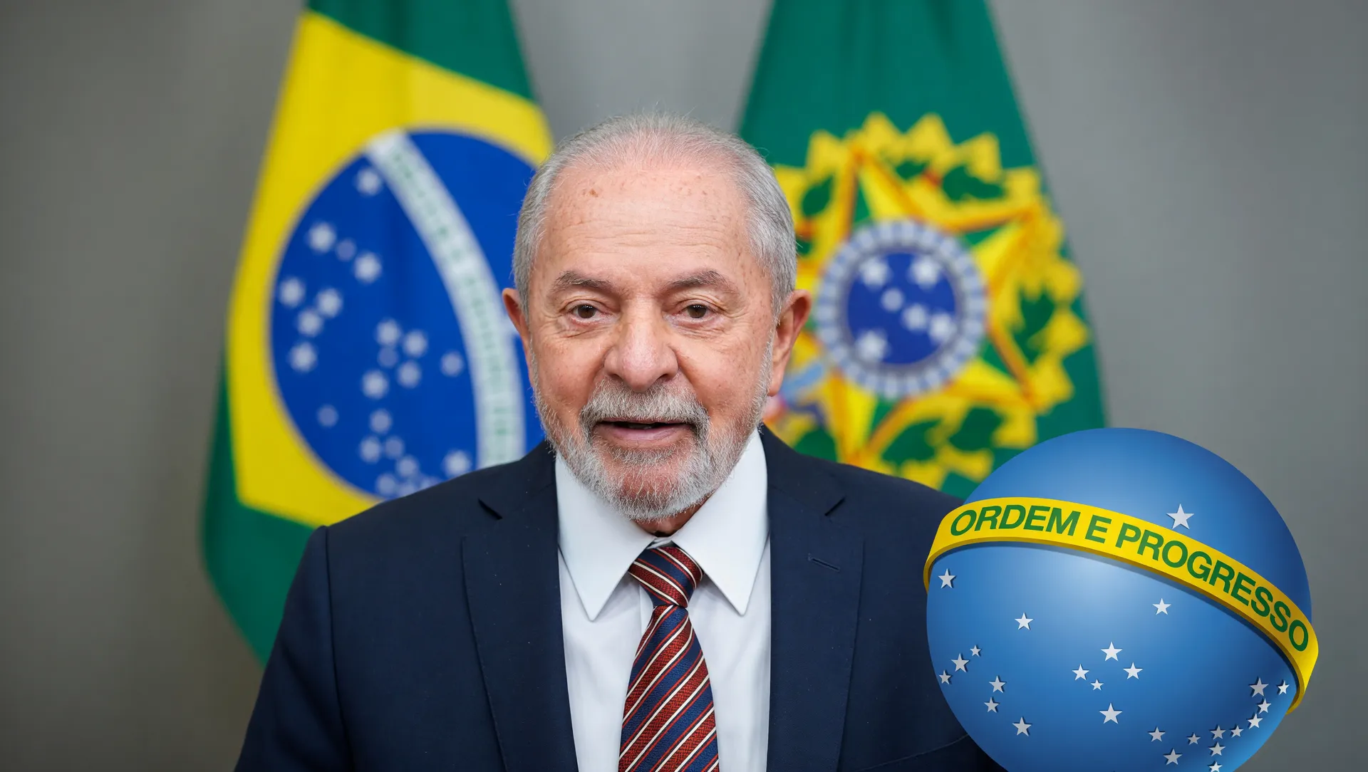 Presidente Lula e símbolo do Governo Federal representando o programa Desenrola 2.0 micro e pequenas empresas