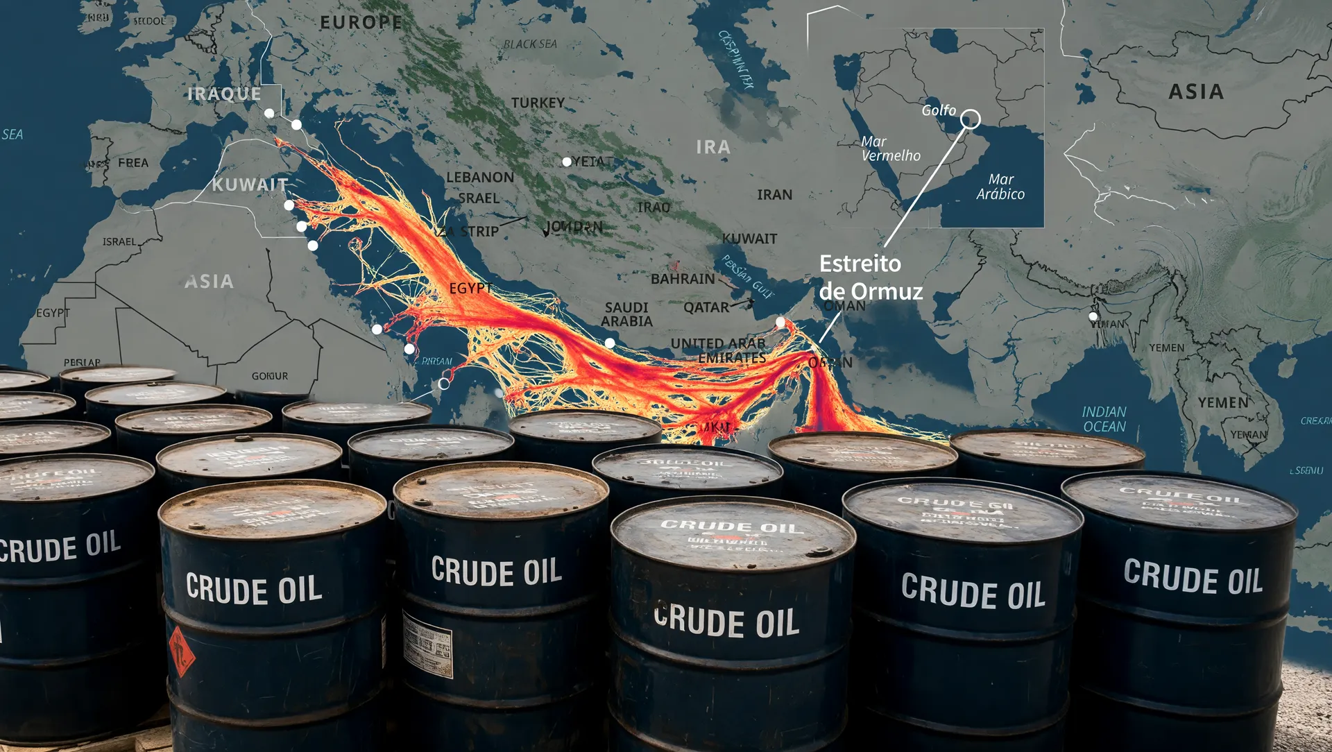 Tensão no Oriente Médio e Estreito de Ormuz pressionam petróleo, inflação e dólar