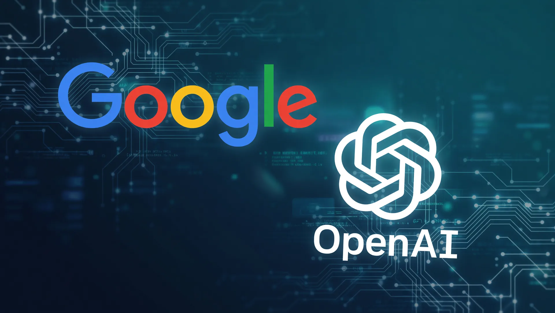 Logos Google e OpenAI colaborando para identificar imagens criadas por IA