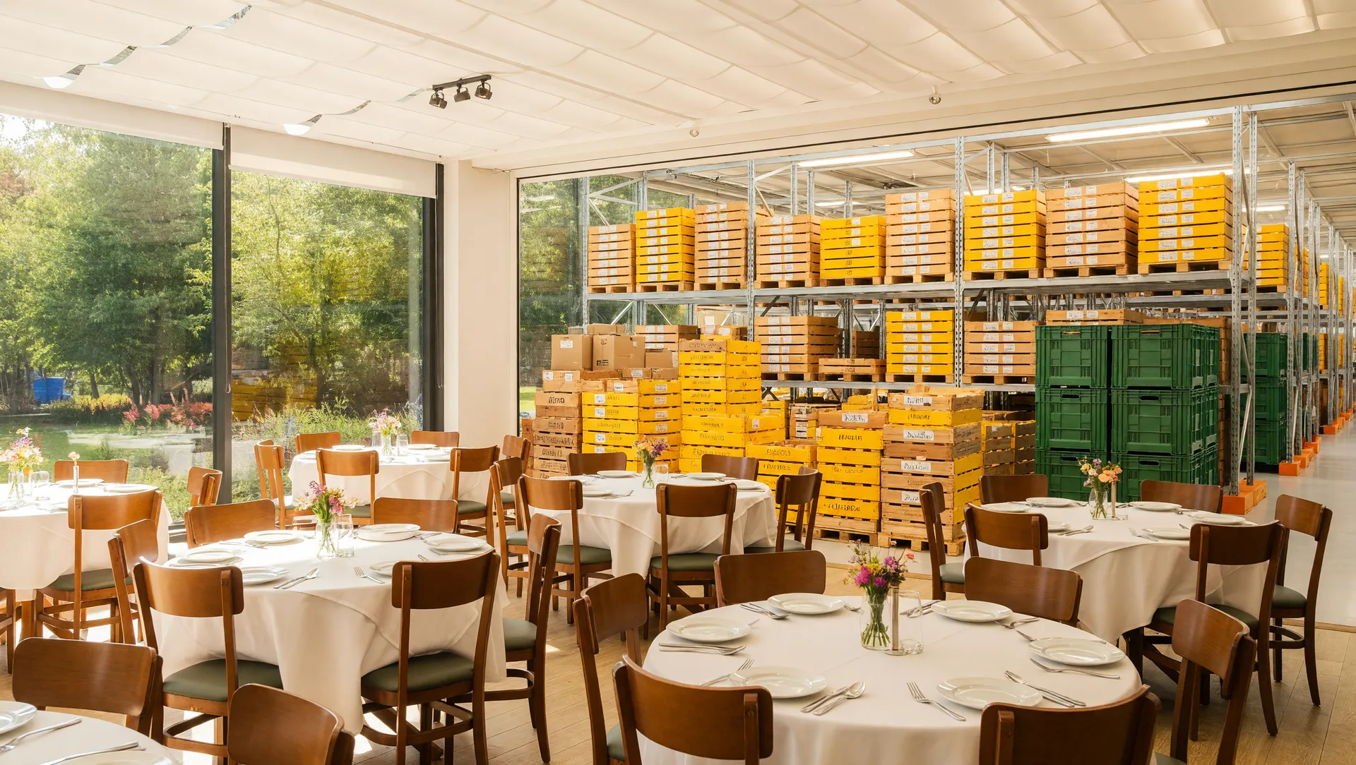 Restaurante moderno com inteligência artificial gestão estoque de alimentos reduzindo desperdício