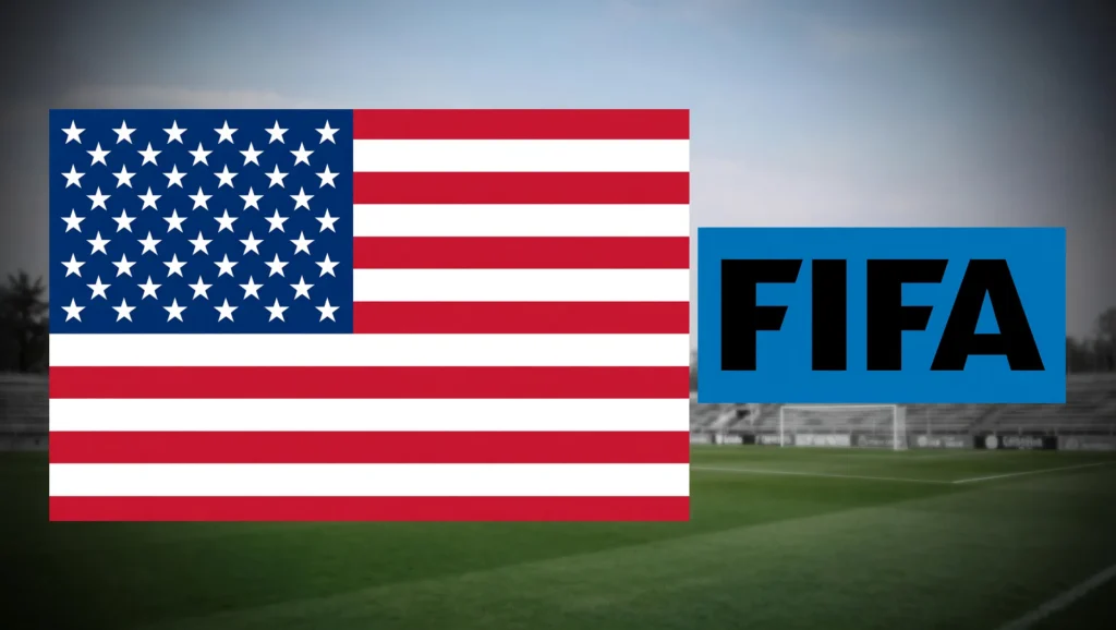 Investigação FIFA nos preços ingressos Copa 2026: símbolo autoridade EUA e logo FIFA em confronto editorial