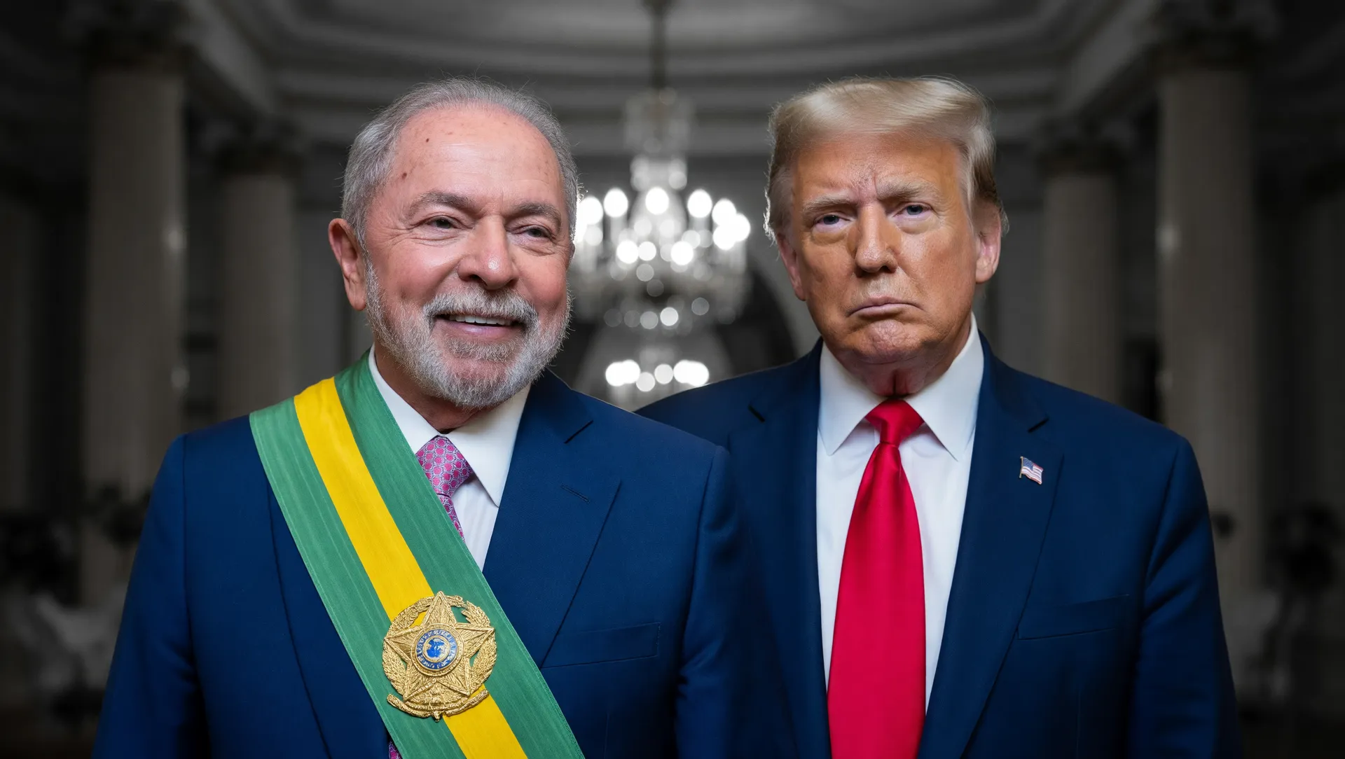 Lula e Trump em composição editorial sobre a ligação de Joesley Batista
